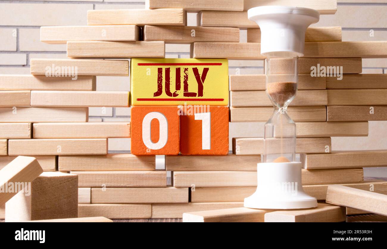 Saturday July First July 1st. Image of july 1, calendar on yellow background with empty ...
