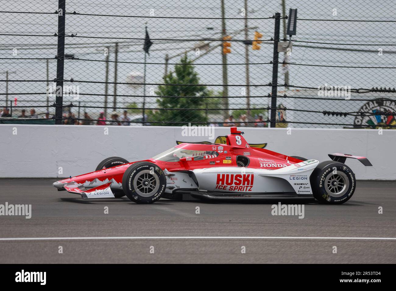 Chip Ganassi Racing driver Marcus Ericsson (8) of Sweden drives during the 2023 Indy 500 at Indianapolis Motor Speedway in Indianapolis. Stock Photo