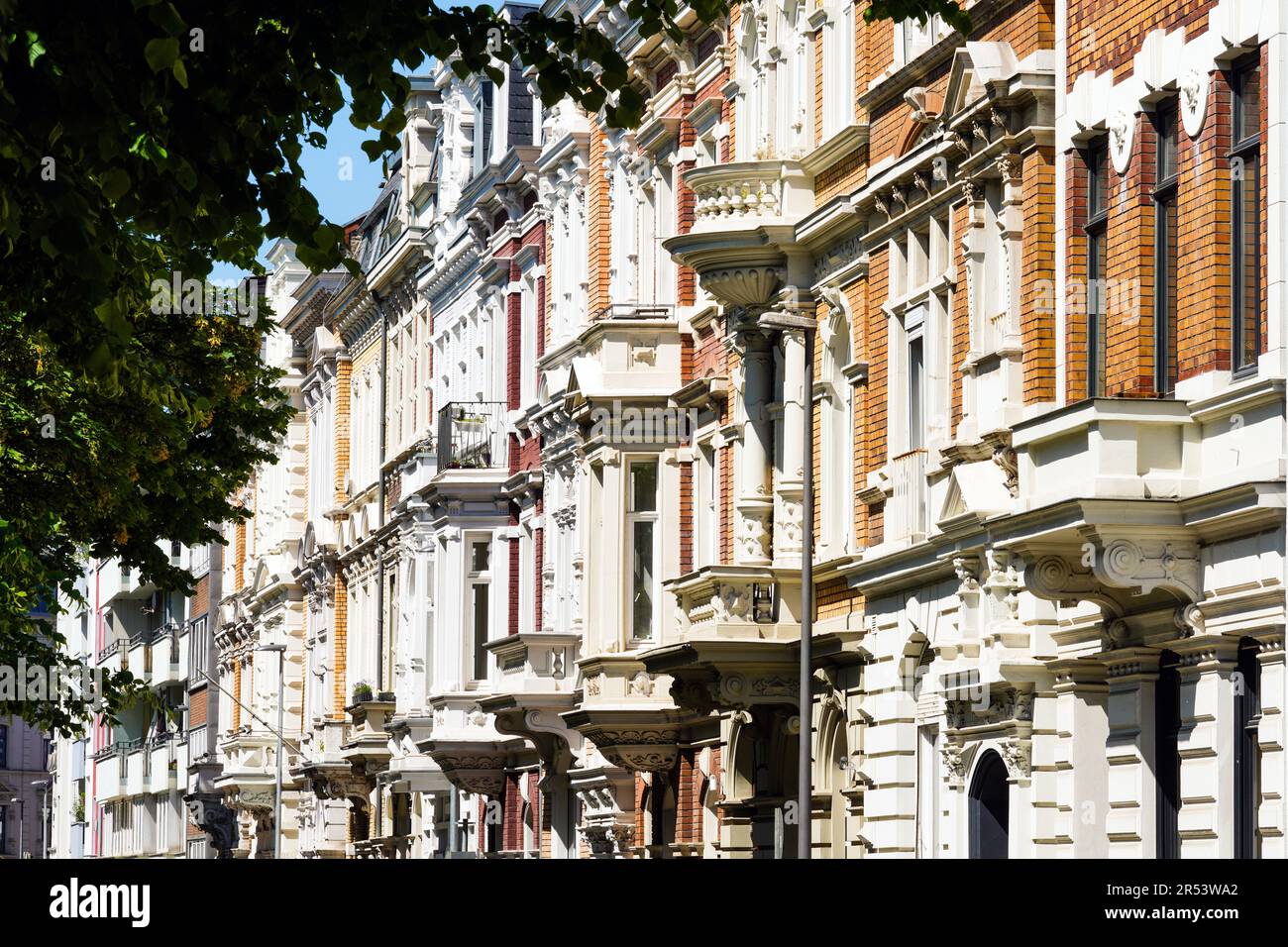 Facades of the old buildings from 1900 in Aachen's Oppenhofallee