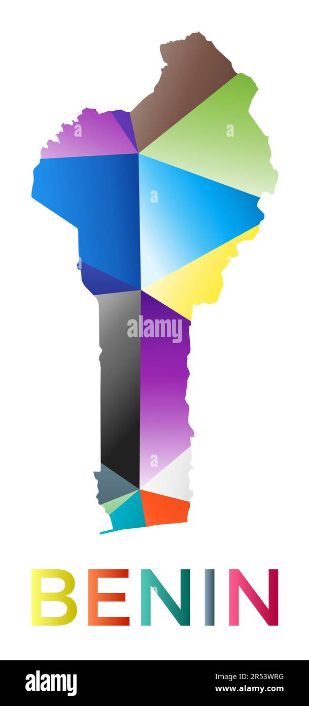 Bright colored Benin shape. Multicolor geometric style country logo. Modern trendy design. Superb vector illustration. Stock Vector
