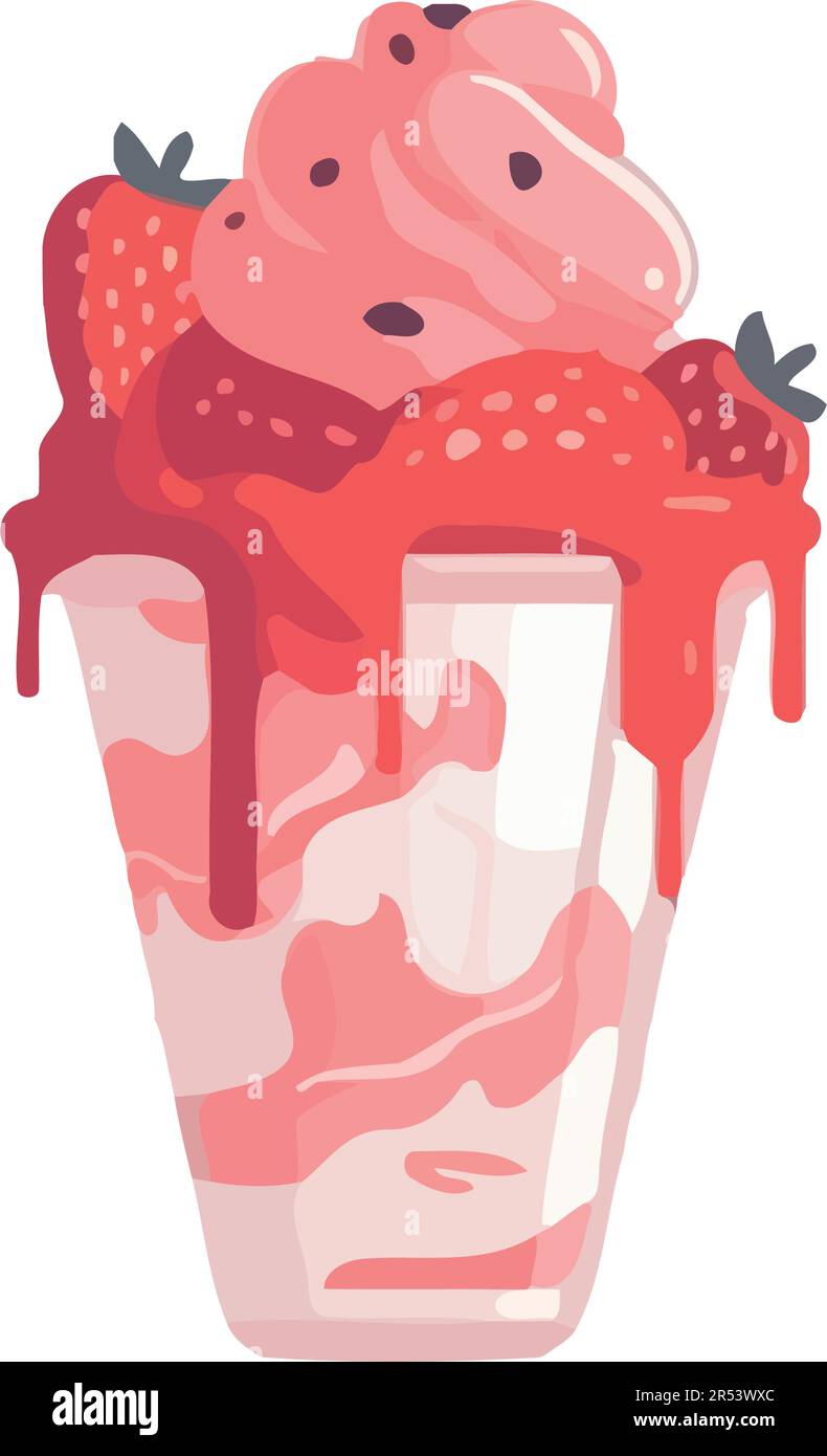 Sweet summer dessert strawberry ice cream bowl Stock Vector Image & Art ...