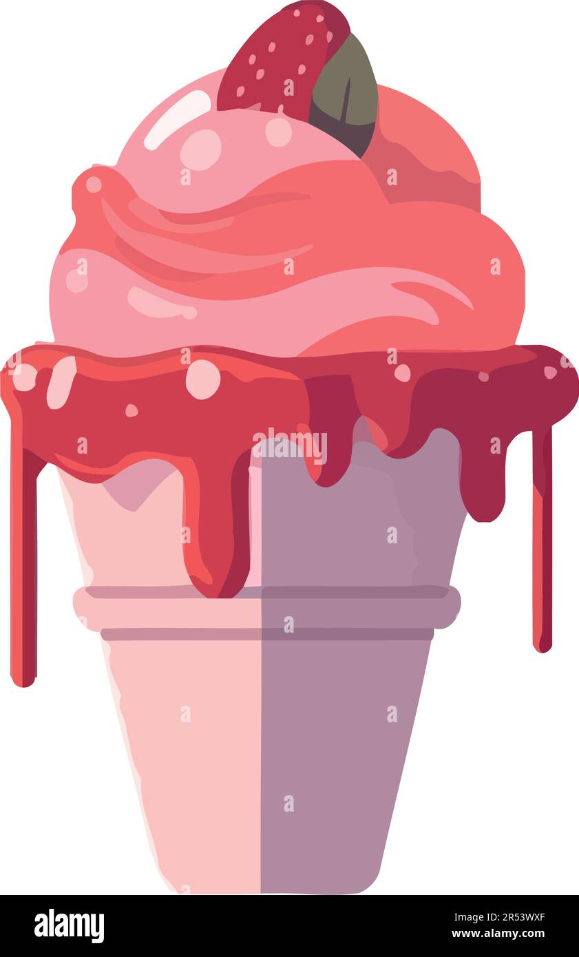 Sweet summer dessert strawberry ice cream cone Stock Vector Image & Art ...