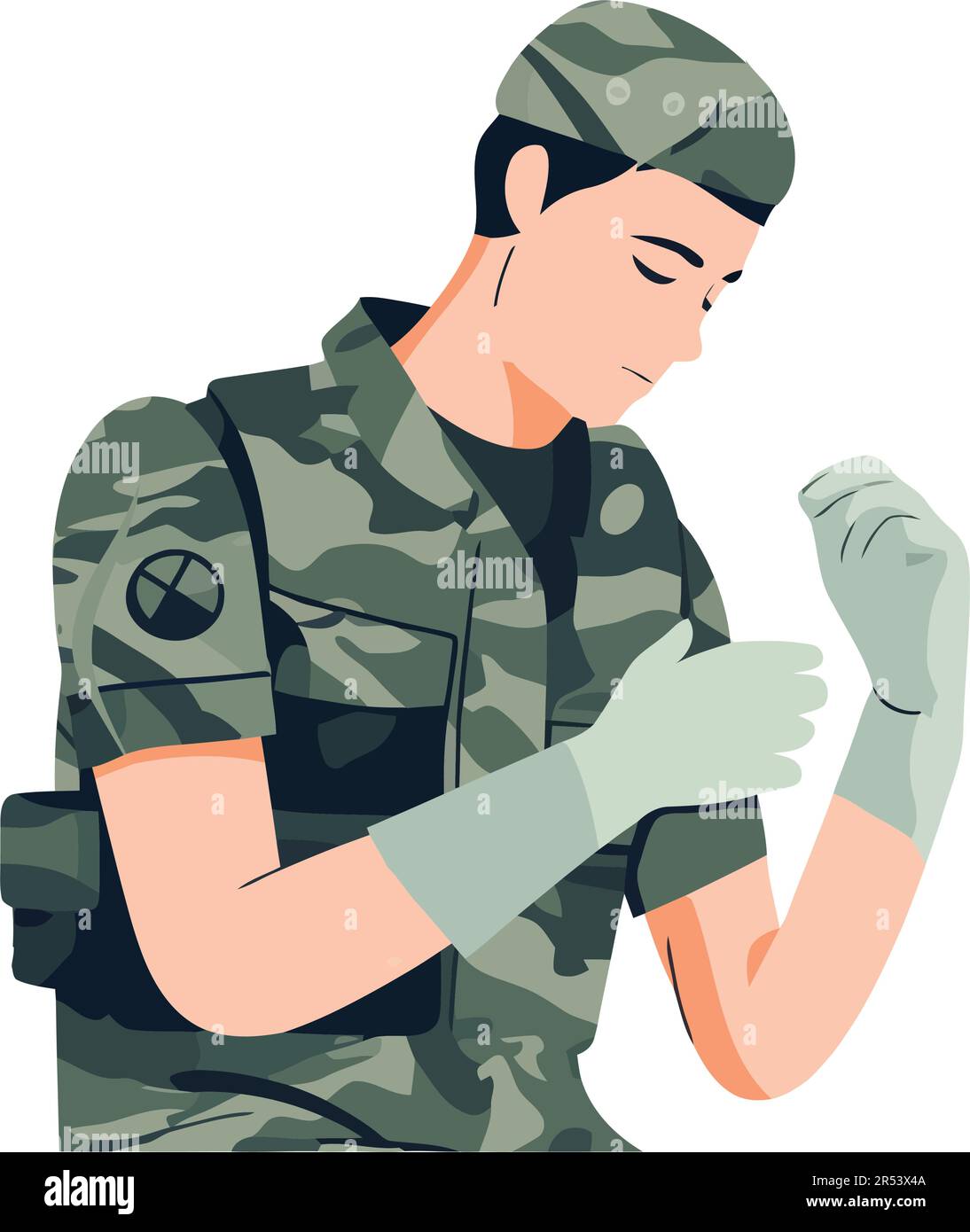 Muscular army men in uniform symbolize strength Stock Vector Image