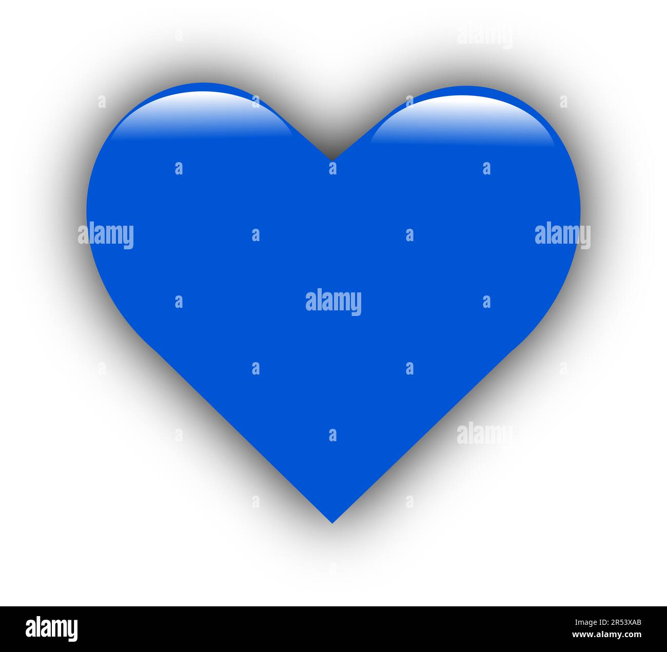 Blue heart illustration on white. Stock Photo