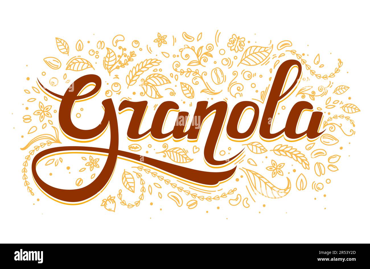 Granola cereal food label or oatmeal muesli food package, vector