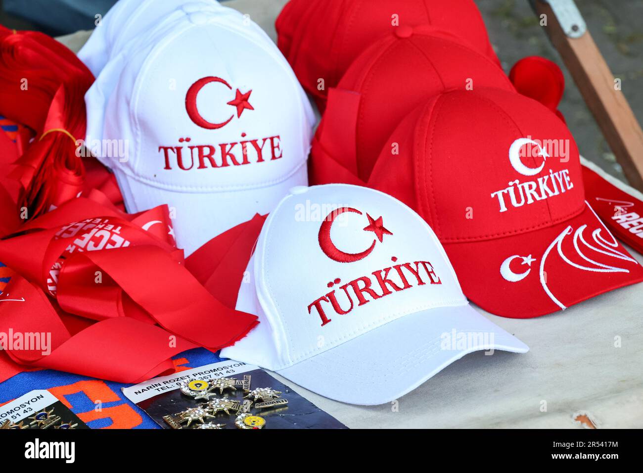 May 29.2023. Turkey. Istambul. Baseball Alamy caps Photo with Turkish Stock symbols 