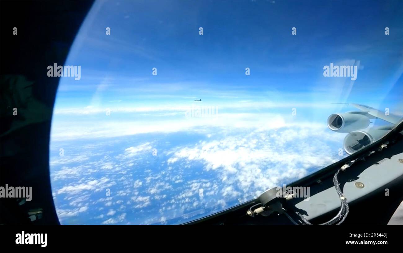 Washington United States 31st - Washington United States 31st May 2023 A Peoples Republic Of China J 16 Fighter Pilot Performed An Unnecessarily Aggressive Maneuver During The Intercept Of A Us Air Force Rc 135 Aircraft On May 26 2023 The Prc Pilot Flew Directly In Front Of The Nose Of The Rc 135 Which Was Conducting Safe And Routine Operations Over The South China Sea In International Airspace In Accordance With International Law Forcing The Us Aircraft To Fly Through Its Wake Turbulence Photo Via Us Air Forceupi Credit Upialamy Live News 2R5449J 