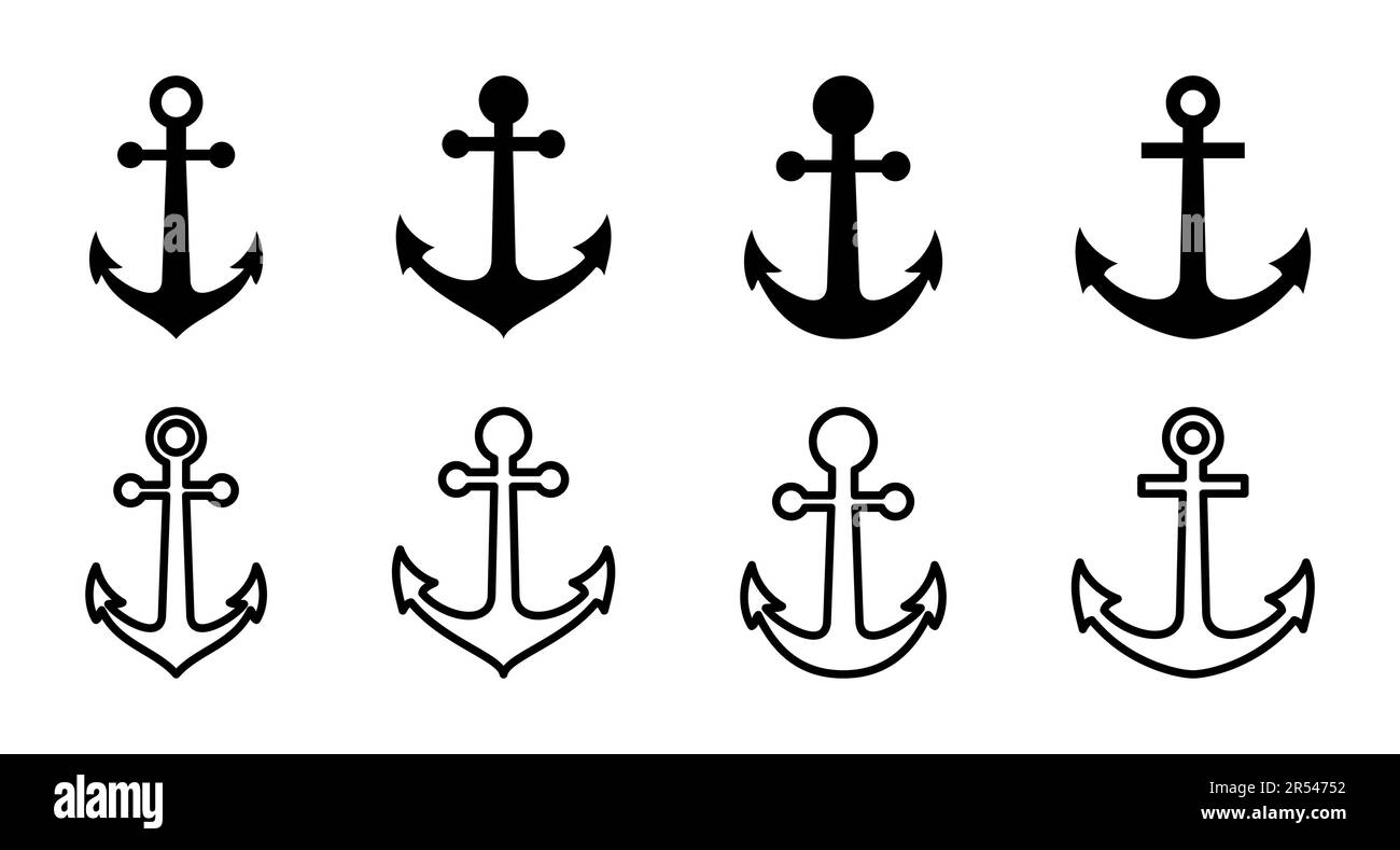 Anchor icon set. Anchor symbol logo. Anchor marine icon Stock Vector ...