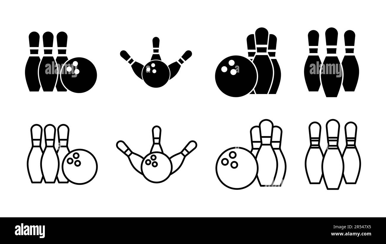 Bowling icon set. bowling ball and pin icon. bowling pins Stock Vector Image & Art Alamy