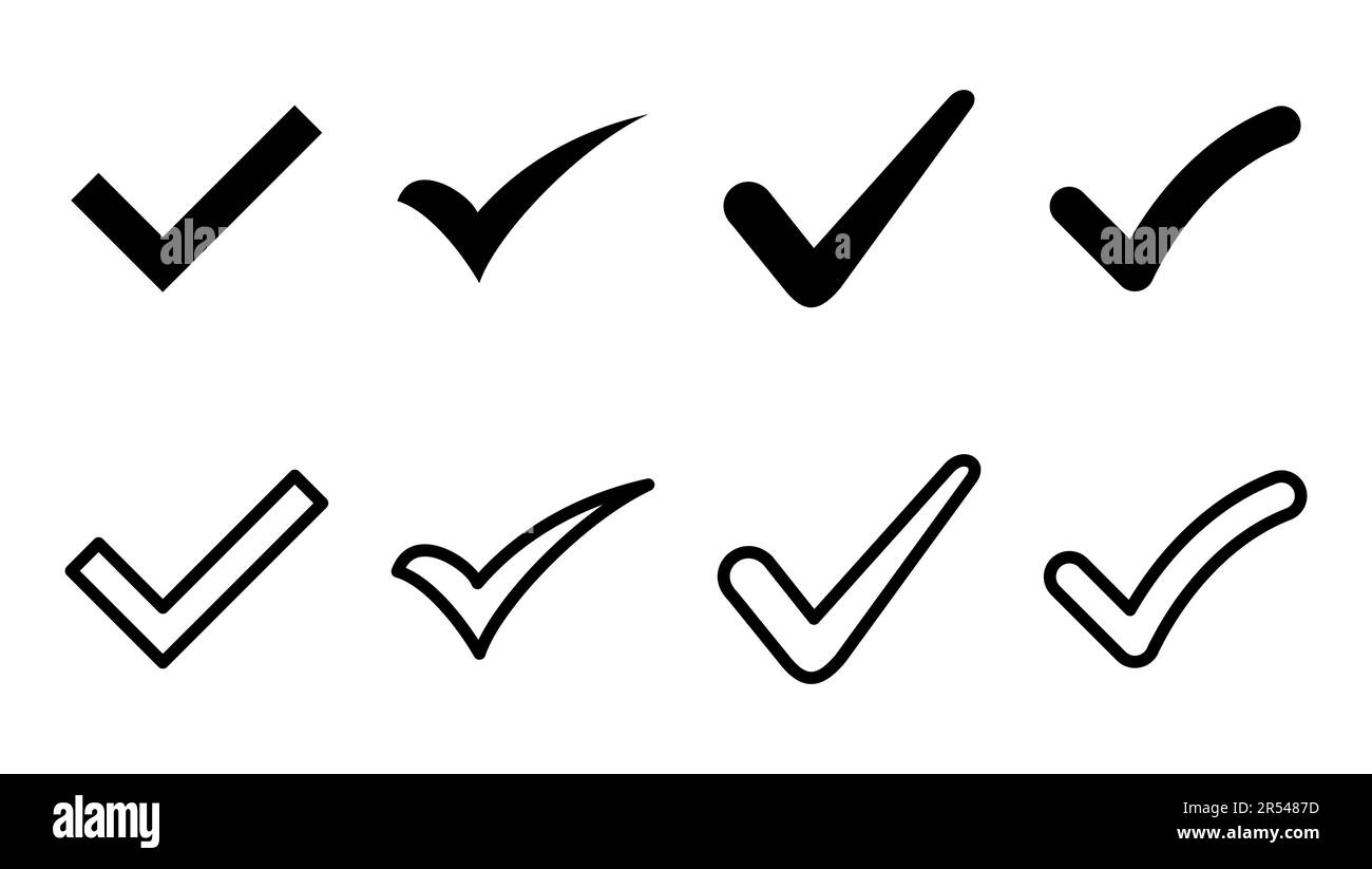 Check mark icon set. Check mark sign. Tick mark symbol vector Stock ...