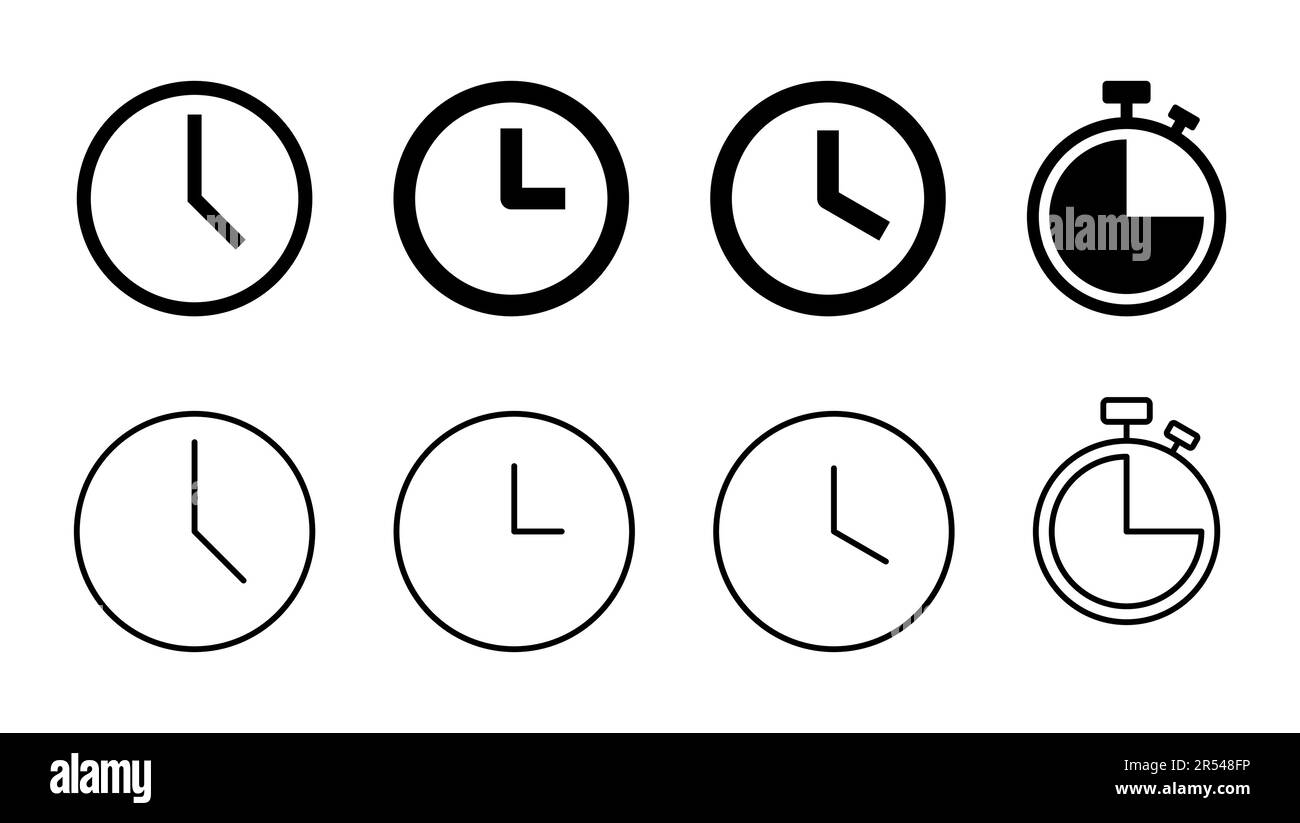 Clock icon set. Time icon vector. watch icon symbol Stock Vector Image & Art Alamy