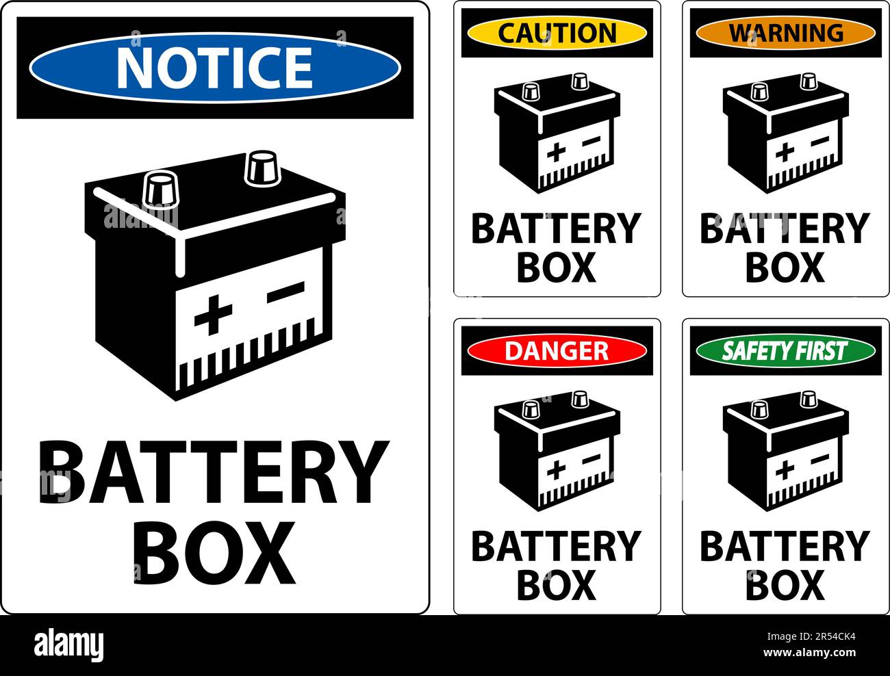 Notice Battery Box with Icon Sign On White Background Stock Vector ...