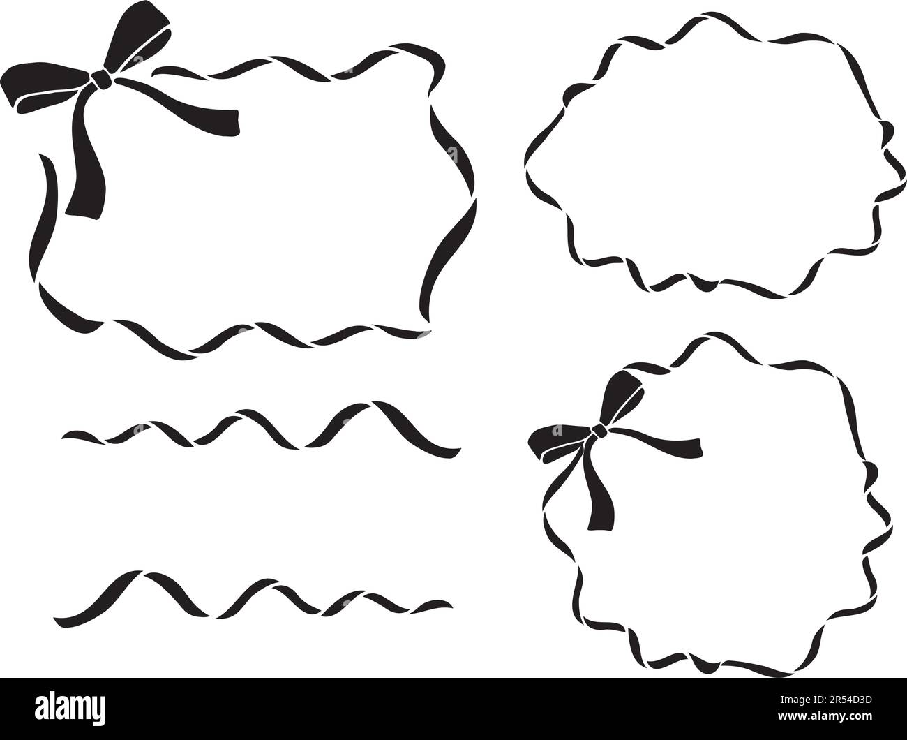Black Ribbon Frames Hand Drawn Monochrome Illustrations Materials black-ribbon-frames-hand-drawn-monochrome-illustrations-materials