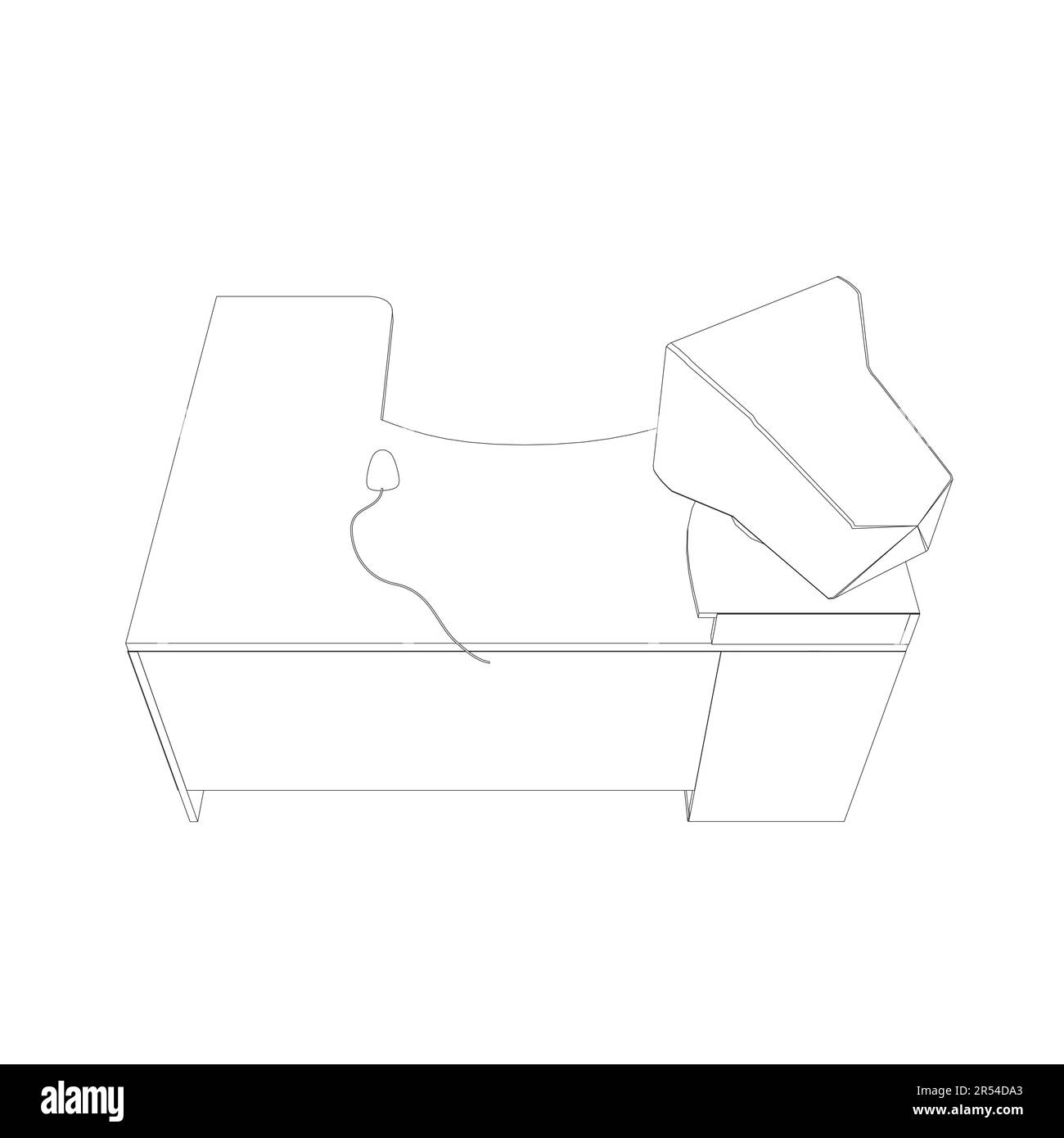 Line drawing of retro old classic personal computer processor unit ...