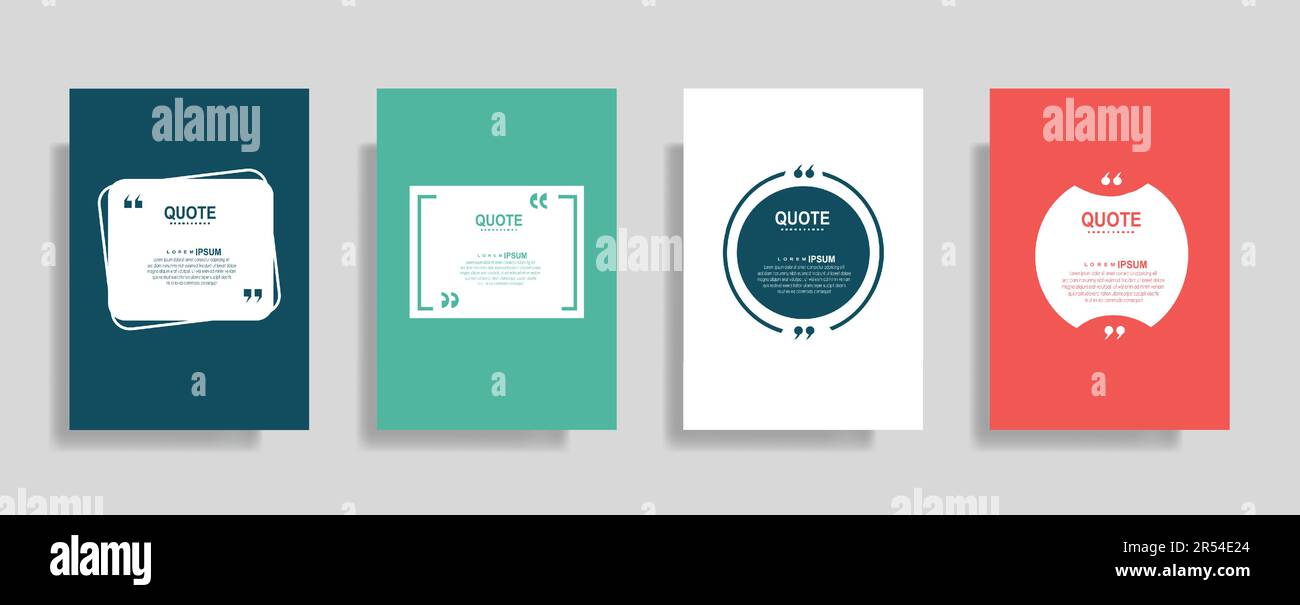 Quotes frame blank templates set, commas, note, message, citation empty, speech bubbles and comment Stock Vector