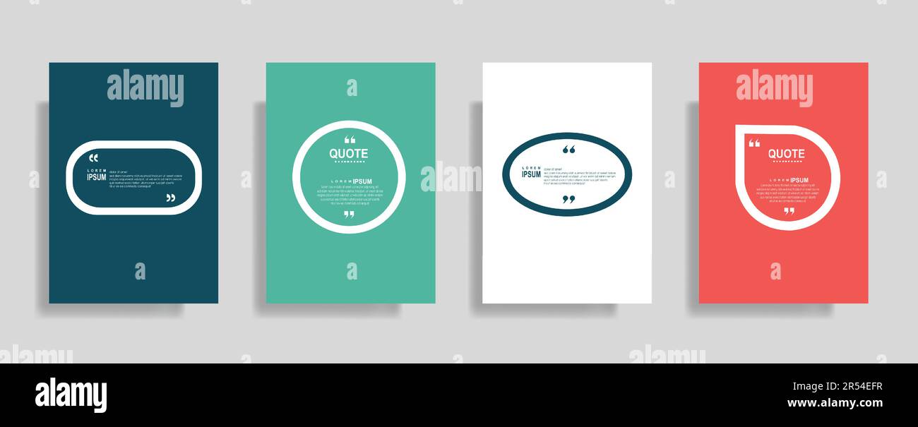 Quotes frame blank templates set, commas, note, message, citation empty, speech bubbles and comment Stock Vector