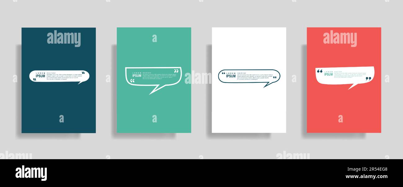 Quotes frame blank templates set, commas, note, message, citation empty, speech bubbles and comment Stock Vector