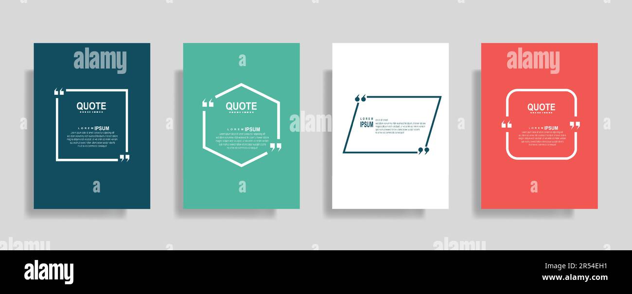 Quotes frame blank templates set, commas, note, message, citation empty, speech bubbles and comment Stock Vector