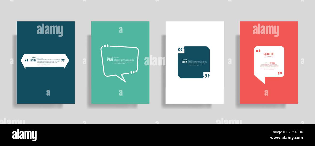 Quotes frame blank templates set, commas, note, message, citation empty, speech bubbles and comment Stock Vector