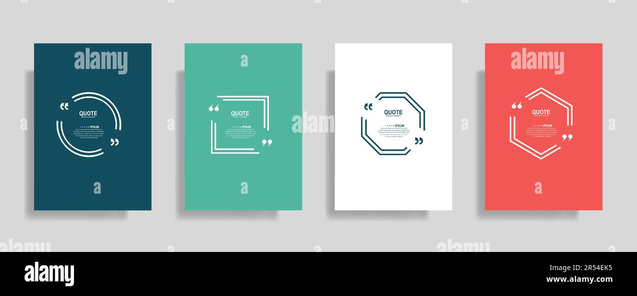 Quotes frame blank templates set, commas, note, message, citation empty, speech bubbles and comment Stock Vector