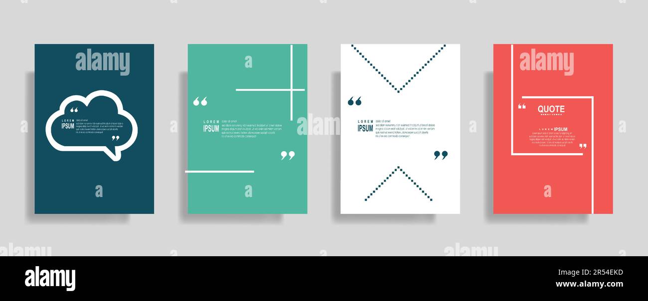 Quotes frame blank templates set, commas, note, message, citation empty, speech bubbles and comment Stock Vector