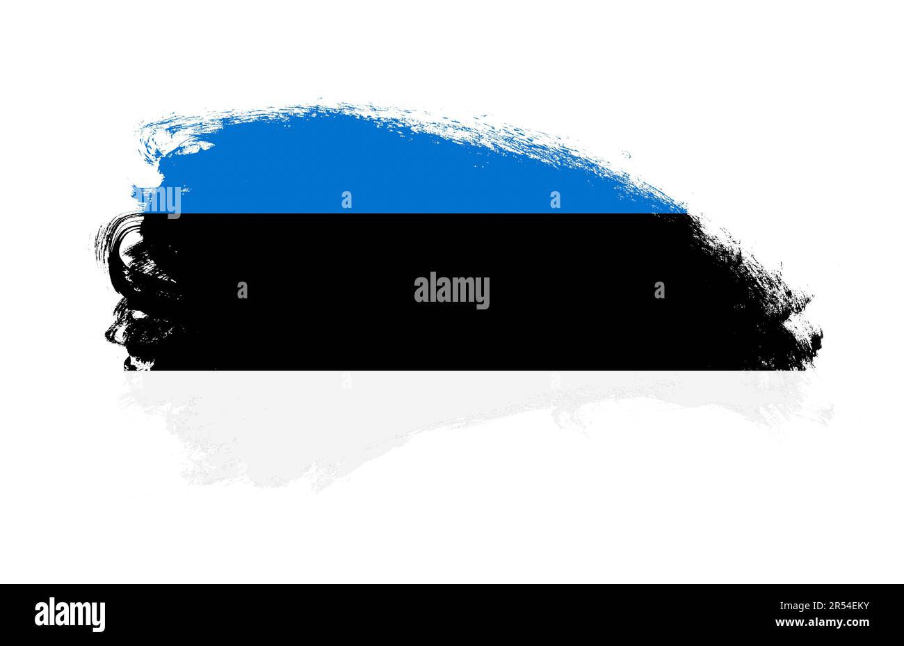 National flag of Estonia painted with stroke brush on isolated white ...
