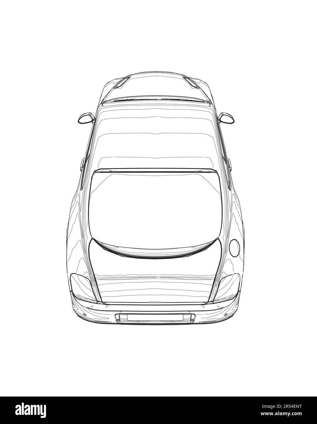 Sedan car in outline. Business sedan vehicle template vector isolated on white. Sport car outlined sketch, stylized vector symbol. High-end car. Vecto Stock Vector