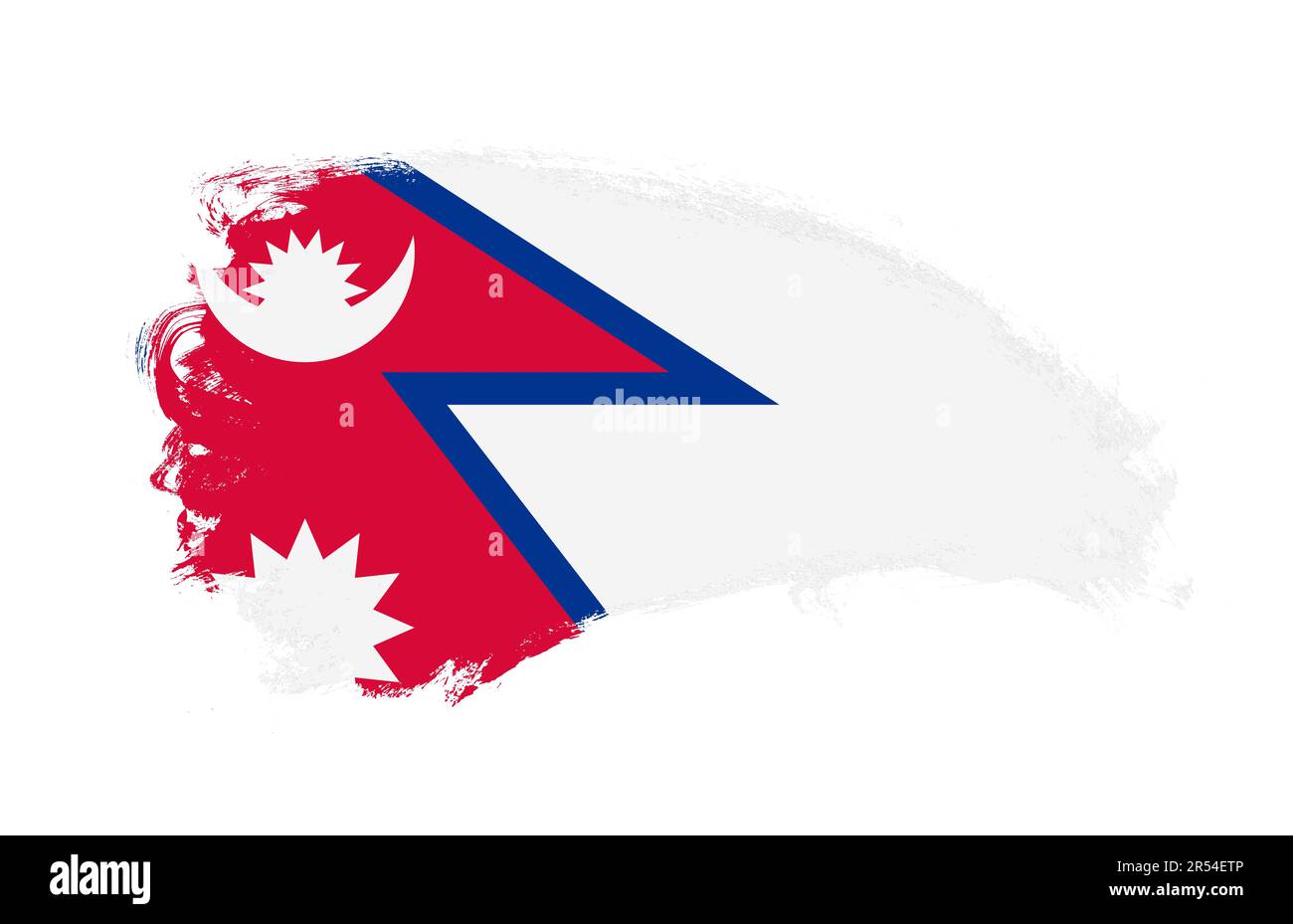National flag of Nepal painted with stroke brush on isolated white Stock Photo
