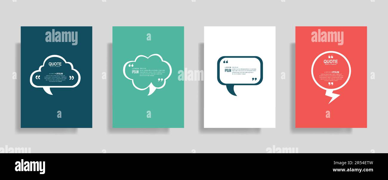 Quotes frame blank templates set, commas, note, message, citation empty, speech bubbles and comment Stock Vector