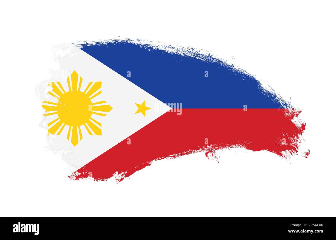 National flag of Philippines painted with stroke brush on isolated white Stock Photo