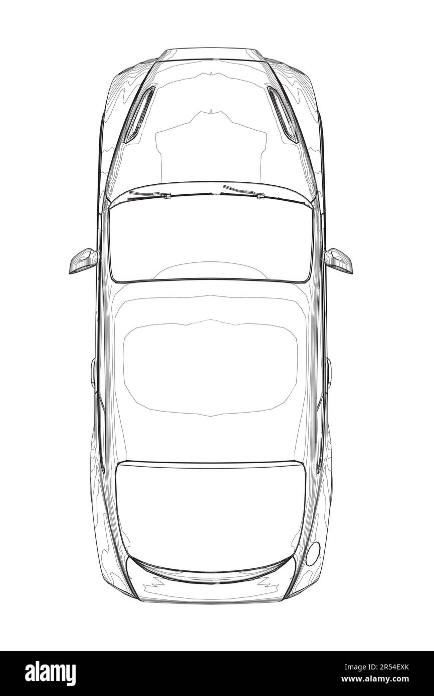 Sedan car in outline. Business sedan vehicle template vector isolated on white. Sport car outlined sketch, stylized vector symbol. High-end car. Vecto Stock Vector