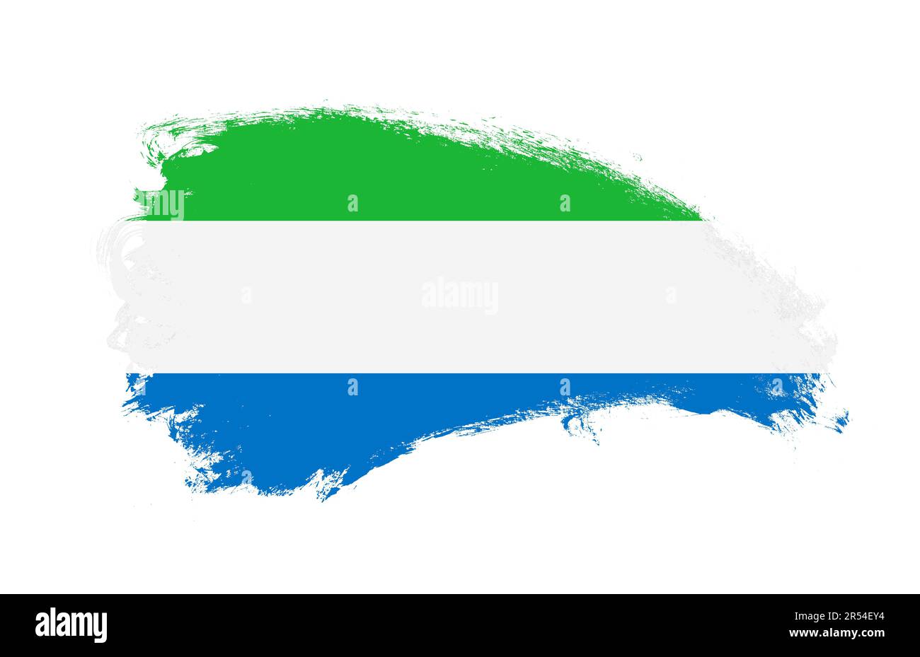 National flag of Sierra Leone painted with stroke brush on isolated ...