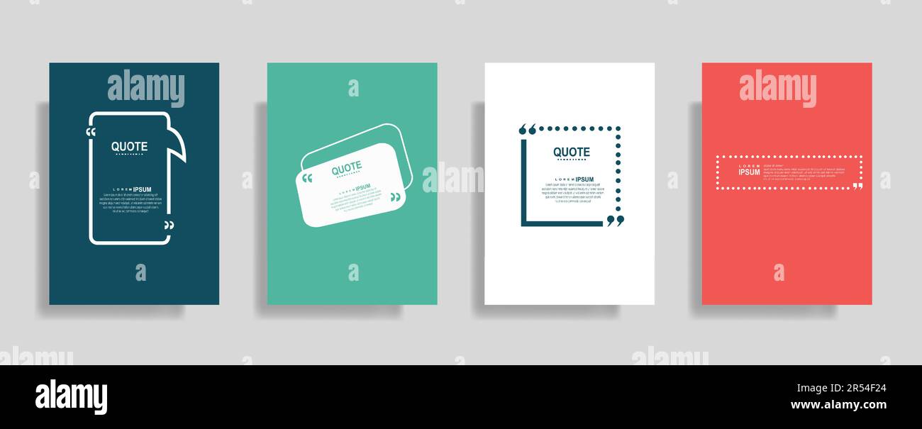 Quotes frame blank templates set, commas, note, message, citation empty, speech bubbles and comment Stock Vector