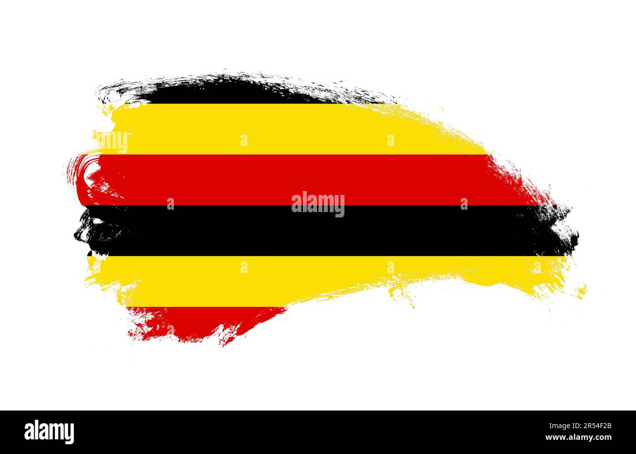 National flag of Uganda painted with stroke brush on isolated white ...