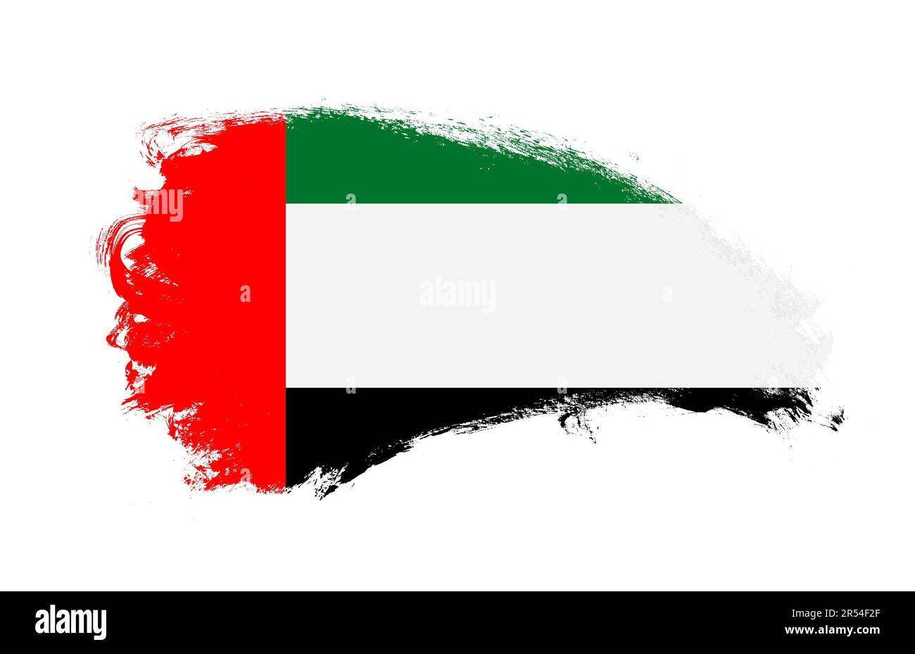 National flag of United Arab Emirates painted with stroke brush on isolated white Stock Photo