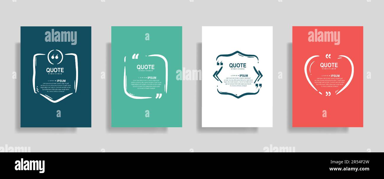Quotes frame blank templates set, commas, note, message, citation empty, speech bubbles and comment Stock Vector