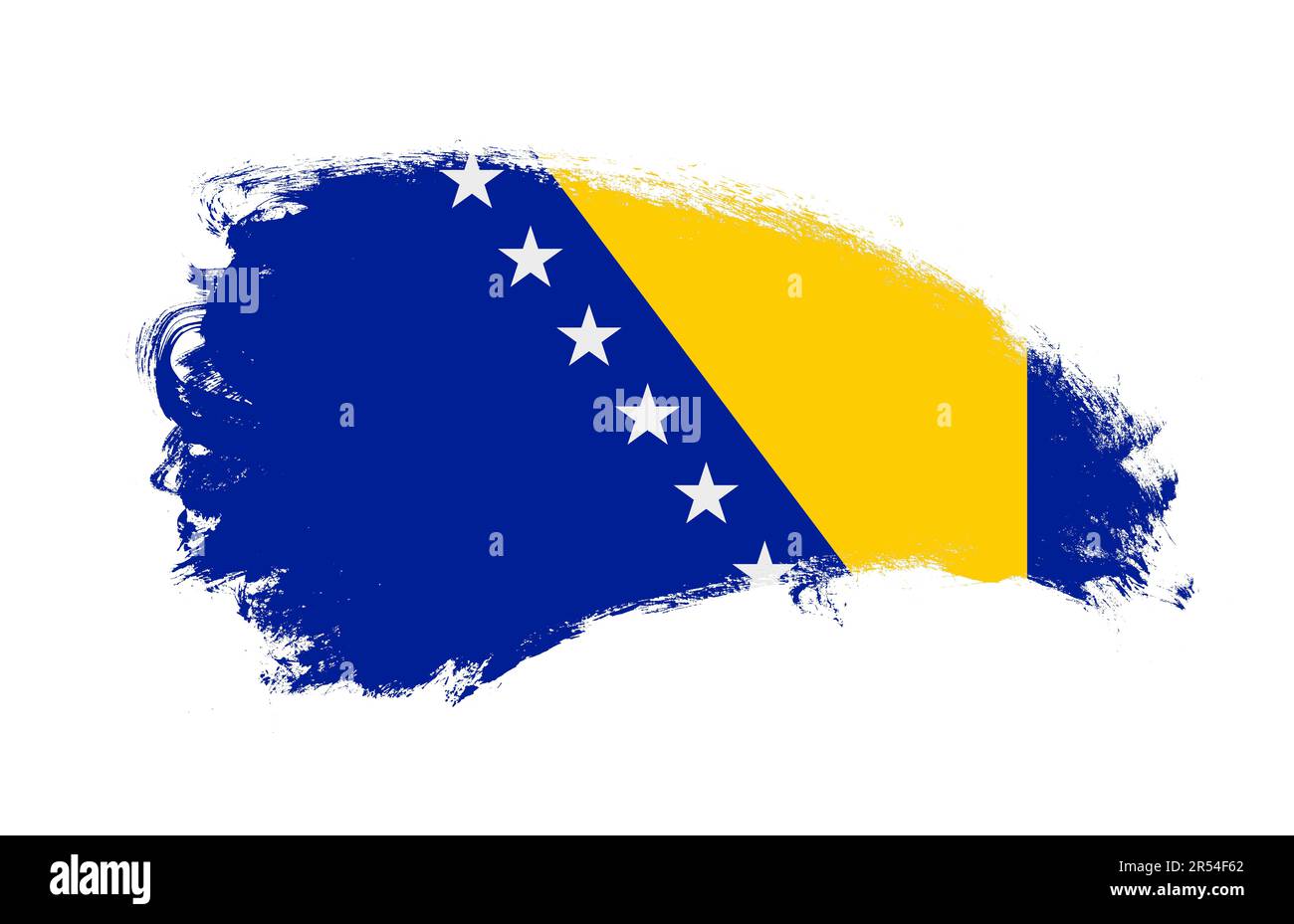 National flag of Bosnia And Herzegovina painted with stroke brush on ...