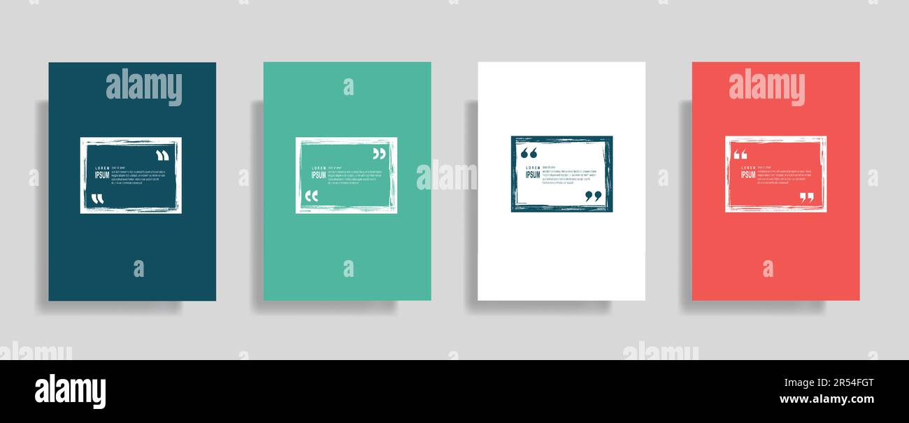 Quotes frame blank templates set, commas, note, message, citation empty, speech bubbles and comment Stock Vector
