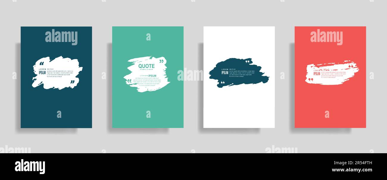 Quotes frame blank templates set, commas, note, message, citation empty, speech bubbles and comment Stock Vector