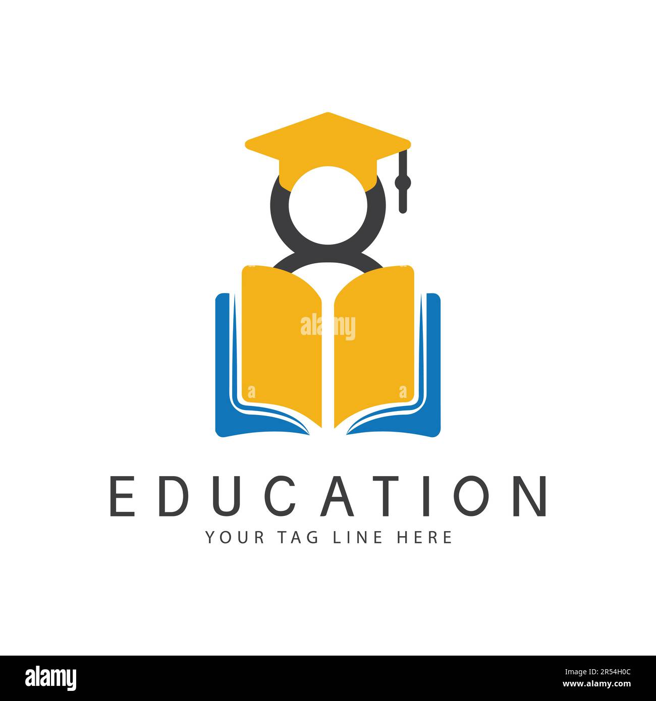 Education Logo Design Books Graduation Hat Logotype Pencil Vector Stock Vector