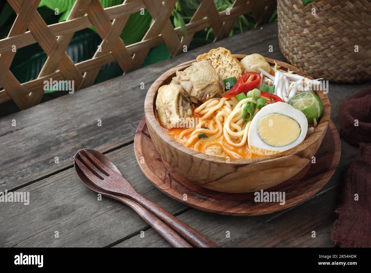 Delicious Curry Noodles or Malay named Mee Kari. Serve with dried tofu