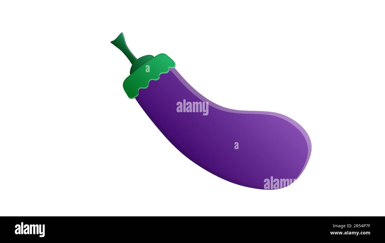 Cartoon eggplant emoji icon, aubergine symbol. Isolated vector