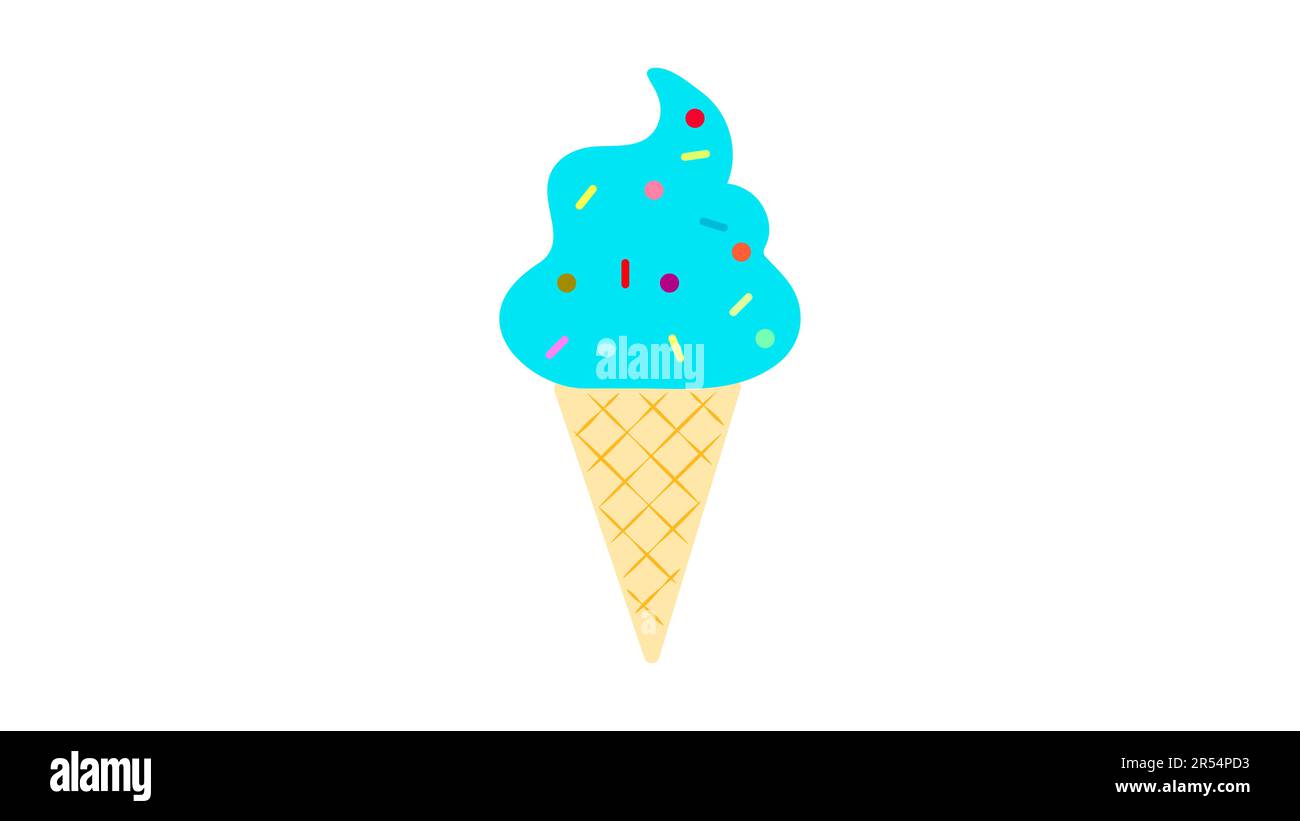 Delicious colorful ice cream in waffle cone isolated on white ...
