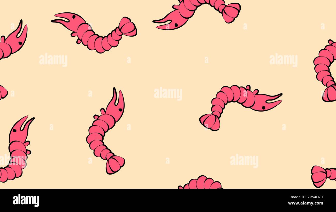 Seamless pattern from hand drawn shrimps isolated on white background. Stock Vector