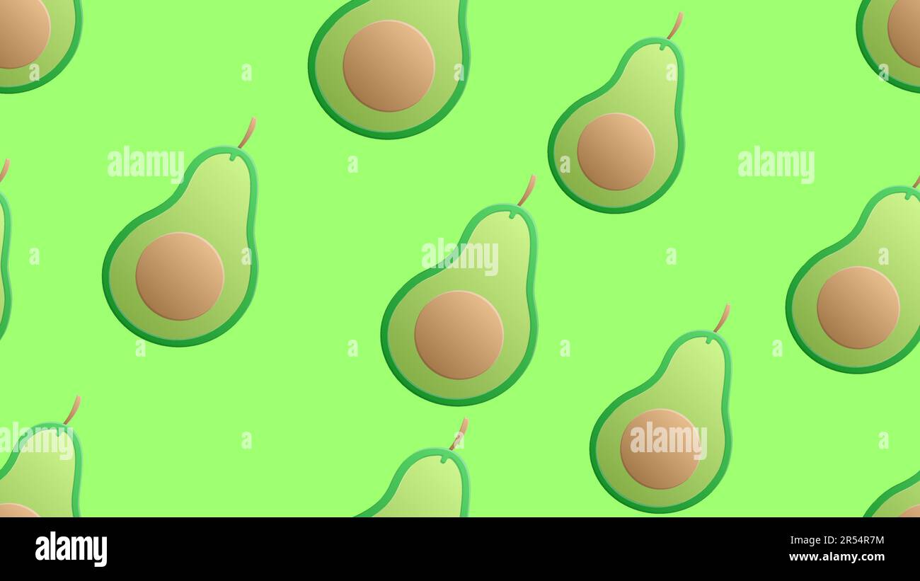 Seamless pattern whole and sliced avocado on bright green background ...