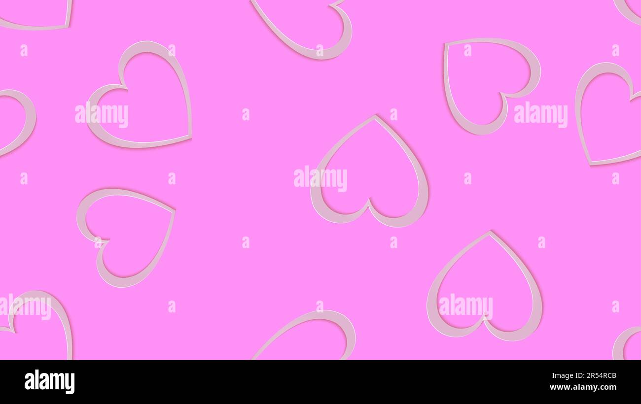 Texture, seamless pattern of pink 3d volumetric hearts cut out of paper ...