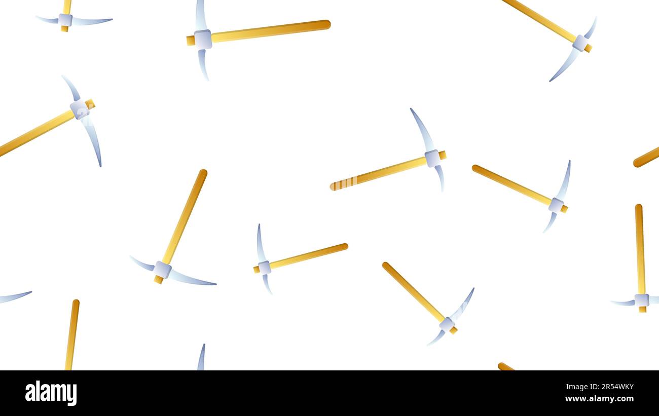 Vector pickaxe icon on white isolated backgroun seamless pattern on a white background. Stock Vector