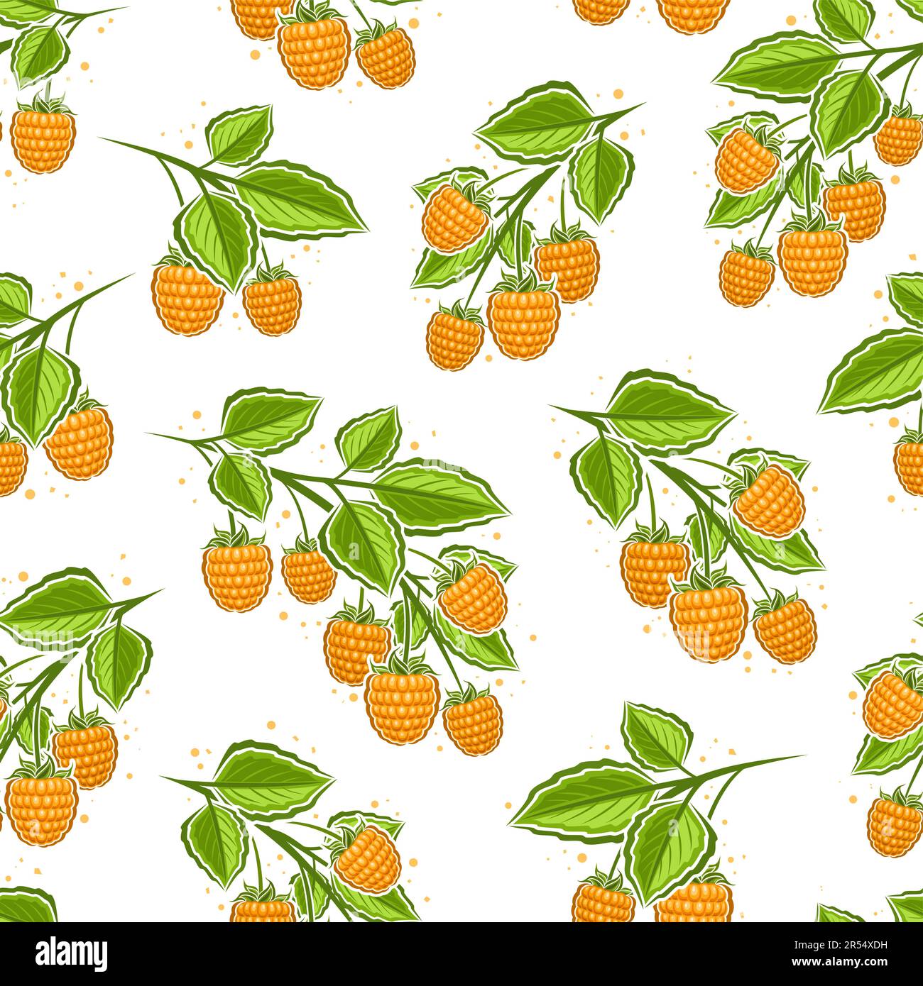 Yellow Raspberry Art Vector Yellow Raspberry Branches seamless pattern, repeat background ...