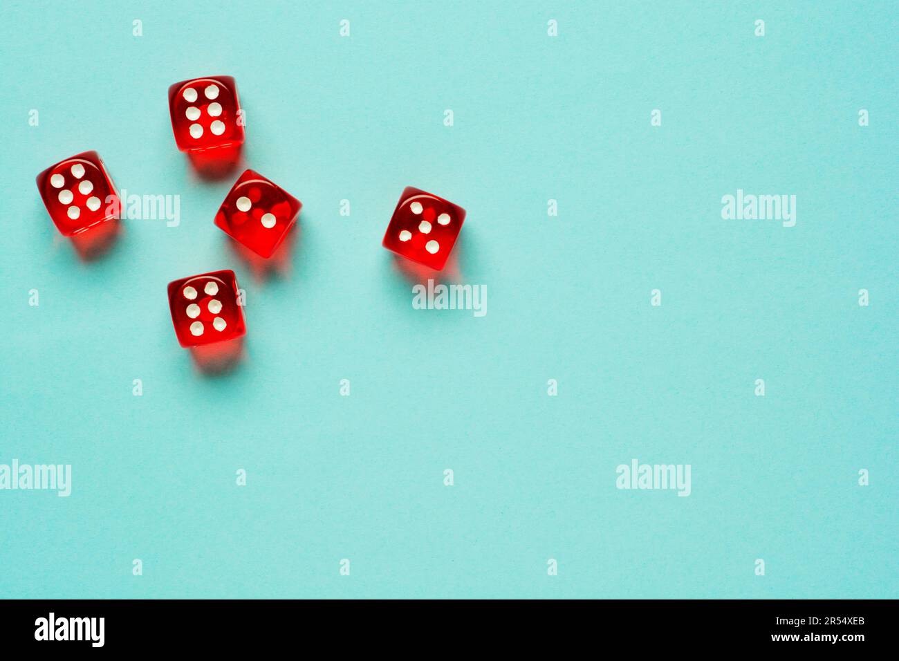 Gaming dice on color background with copy space Stock Photo Alamy