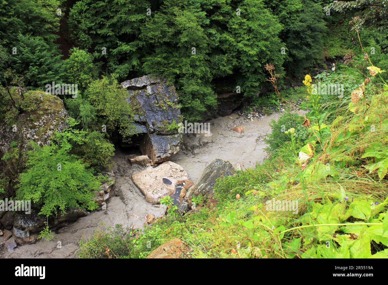 Guba Rivers A muddy river in a beautiful canyon. Guba region. Azerbaijan Stock ...